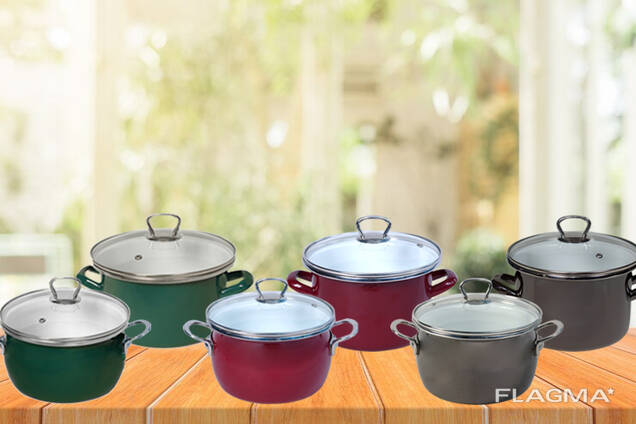 Кастрюля стальная эмалированная